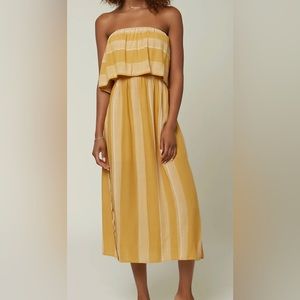 Yellow Stripe Strapless Midi Dress - O’NEILL